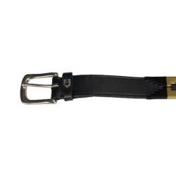 Ceinture en cuir avec motif sud-ouest Equestro Noir / beige / noir Ceinture en cuir avec motif sud-ouest Equestro Noir / beige / noir