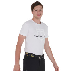 Ceinture en cuir avec motif sud-ouest Equestro Noir / beige / noir Ceinture en cuir avec motif sud-ouest Equestro Noir / beige / noir