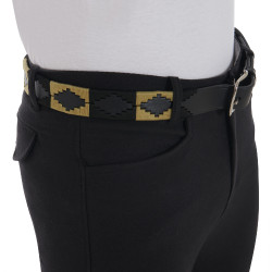 Ceinture en cuir avec motif sud-ouest Equestro Noir / beige / noir Ceinture en cuir avec motif sud-ouest Equestro Noir / beige / noir