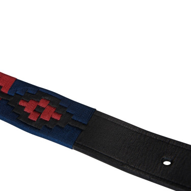 Ceinture en cuir avec motif sud-ouest Equestro Noir / bleu / bordeaux Multi-couleurs Ceinture en cuir avec motif sud-ouest Equestro Noir / bleu / bordeaux Multi-couleurs