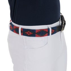 Ceinture en cuir avec motif sud-ouest Equestro Noir / bleu / bordeaux Multi-couleurs