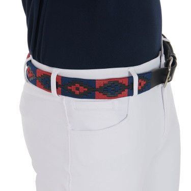 Ceinture en cuir avec motif sud-ouest Equestro Noir / bleu / bordeaux Multi-couleurs Ceinture en cuir avec motif sud-ouest Equestro Noir / bleu / bordeaux Multi-couleurs