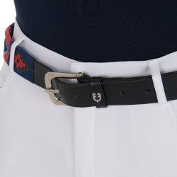 Ceinture en cuir avec motif sud-ouest Equestro Noir / bleu / bordeaux Multi-couleurs