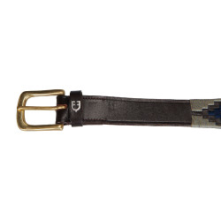 Ceinture en cuir avec motif sud-ouest Equestro Marron / marine / gris Multi-couleurs