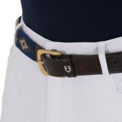 Ceinture en cuir avec motif sud-ouest Equestro Marron / marine / gris Multi-couleurs