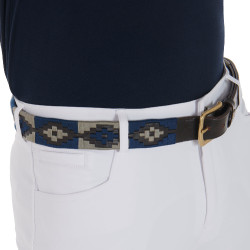 Ceinture en cuir avec motif sud-ouest Equestro Marron / marine / gris Multi-couleurs