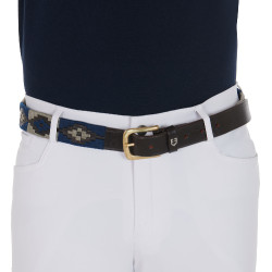 Ceinture en cuir avec motif sud-ouest Equestro Marron / marine / gris Multi-couleurs