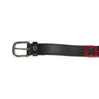 Ceinture en cuir avec motif géométrique Equestro Noir / marine / gris Ceinture en cuir avec motif géométrique Equestro Noir / marine / gris