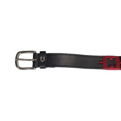 Ceinture en cuir avec motif géométrique Equestro Noir / bleu / bordeaux Multi-couleurs