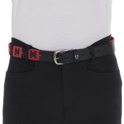 Ceinture en cuir avec motif géométrique Equestro Noir / bleu / bordeaux Multi-couleurs