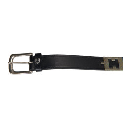 Ceinture en cuir avec motif géométrique Equestro Noir / marine / gris Multi-couleurs