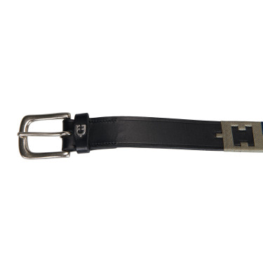 Ceinture en cuir avec motif géométrique Equestro Noir / marine / gris Multi-couleurs Ceinture en cuir avec motif géométrique Equestro Noir / marine / gris Multi-couleurs