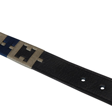 Ceinture en cuir avec motif géométrique Equestro Noir / marine / gris Multi-couleurs Ceinture en cuir avec motif géométrique Equestro Noir / marine / gris Multi-couleurs