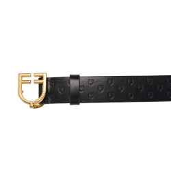 Ceinture en cuir avec logo et boucle logo Equestro Or / noir Ceinture en cuir avec logo et boucle logo Equestro Or / noir