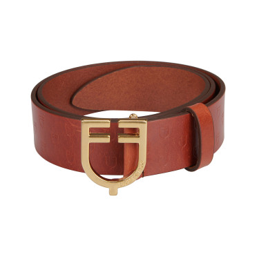 Ceinture en cuir avec logo et boucle logo Equestro Or / cognac Marron