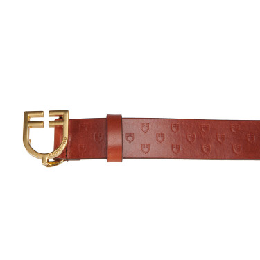 Ceinture en cuir avec logo et boucle logo Equestro Or / cognac Marron
