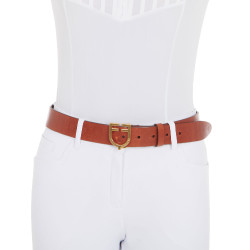 Ceinture en cuir avec logo et boucle logo Equestro Or / cognac Marron