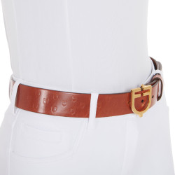 Ceinture en cuir avec logo et boucle logo Equestro Or / cognac Marron
