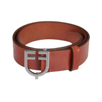 Ceinture en cuir avec logo et boucle logo Equestro Argent / cognac Marron