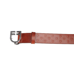 Ceinture en cuir avec logo et boucle logo Equestro Argent / cognac Marron