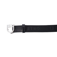 Ceinture en cuir avec élastique et lettrage Equestro Noir / argent Ceinture en cuir avec élastique et lettrage Equestro Noir / argent