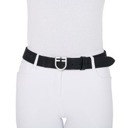 Ceinture en cuir avec élastique et lettrage Equestro Noir / argent