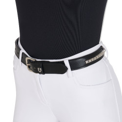 Ceinture en cuir avec clous argentés Equestro Noir / argent Ceinture en cuir avec clous argentés Equestro Noir / argent