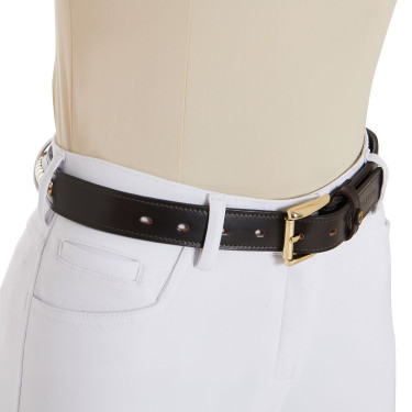 Ceinture en cuir avec clous argentés Equestro Marron / or