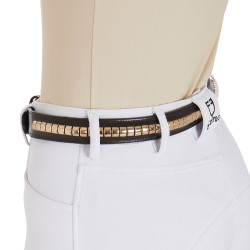 Ceinture en cuir avec clous argentés Equestro Marron / or