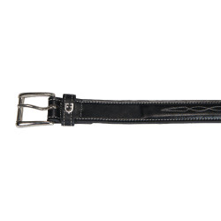 Ceinture en cuir avec broderie artisanale Equestro Noir