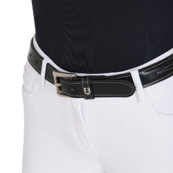 Ceinture en cuir avec broderie artisanale Equestro Noir