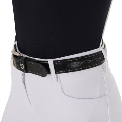 Ceinture en cuir avec broderie artisanale Equestro Noir