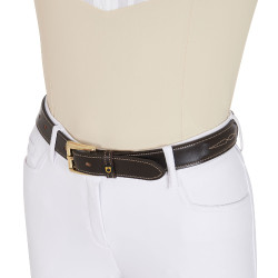 Ceinture en cuir avec broderie artisanale Equestro Marron foncé Ceinture en cuir avec broderie artisanale Equestro Marron foncé