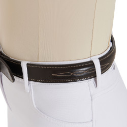 Ceinture en cuir avec broderie artisanale Equestro Marron foncé Ceinture en cuir avec broderie artisanale Equestro Marron foncé