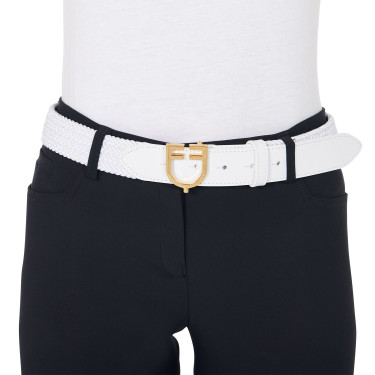Ceinture élastique en cuir avec boucle logo Equestro Ceinture élastique en cuir avec boucle logo Equestro