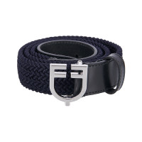 Ceinture élastique en cuir avec boucle logo Equestro Argent / marine Ceinture élastique en cuir avec boucle logo Equestro Argent / marine