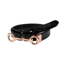 Ceinture brillante femme avec boucle mors Equestro Noir / rose gold Ceinture brillante femme avec boucle mors Equestro Noir / rose gold