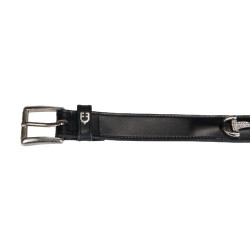 Ceinture anglaise en cuir avec mors eggbutt et strass Equestro Noir / argent Ceinture anglaise en cuir avec mors eggbutt et strass Equestro Noir / argent
