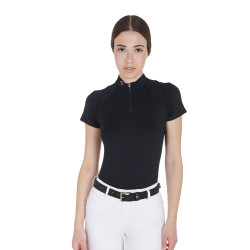 Ceinture anglaise en cuir avec mors eggbutt et strass Equestro Noir / argent Ceinture anglaise en cuir avec mors eggbutt et strass Equestro Noir / argent