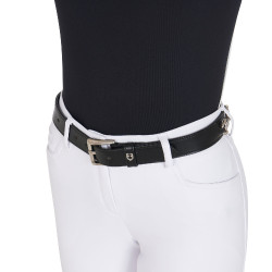 Ceinture anglaise en cuir avec mors eggbutt et strass Equestro Noir / argent Ceinture anglaise en cuir avec mors eggbutt et strass Equestro Noir / argent