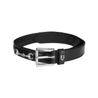 Ceinture anglaise en cuir avec mors eggbutt Equestro Noir / argent Ceinture anglaise en cuir avec mors eggbutt Equestro Noir / argent