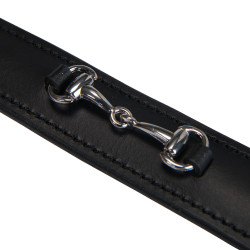 Ceinture anglaise en cuir avec mors eggbutt Equestro Noir / argent