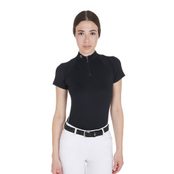 Ceinture anglaise en cuir avec mors eggbutt Equestro Noir / argent