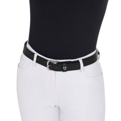 Ceinture anglaise en cuir avec mors eggbutt Equestro Noir / argent
