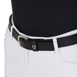 Ceinture anglaise en cuir avec mors eggbutt Equestro Noir / argent