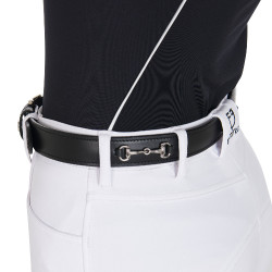 Ceinture anglaise en cuir avec mors eggbutt Equestro Noir / argent
