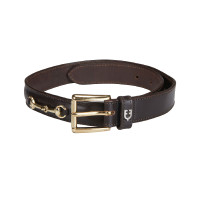Ceinture anglaise en cuir avec mors eggbutt Equestro Noir / argent