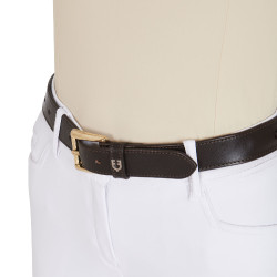 Ceinture anglaise en cuir avec mors eggbutt Equestro Marron / or
