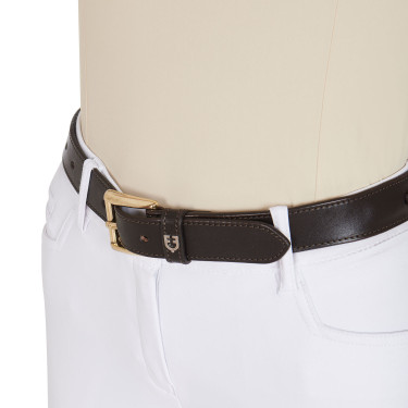 Ceinture anglaise en cuir avec mors eggbutt Equestro Marron / or