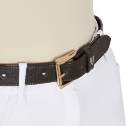 Ceinture anglaise en cuir avec mors eggbutt Equestro Marron / or